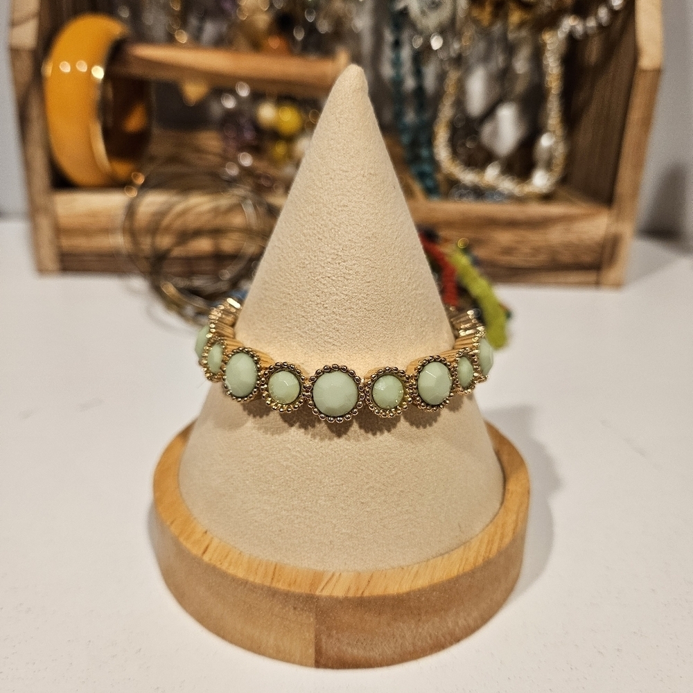 Gold and Mint Green Bracelet Stetchy Women's Jewelry Accessories
